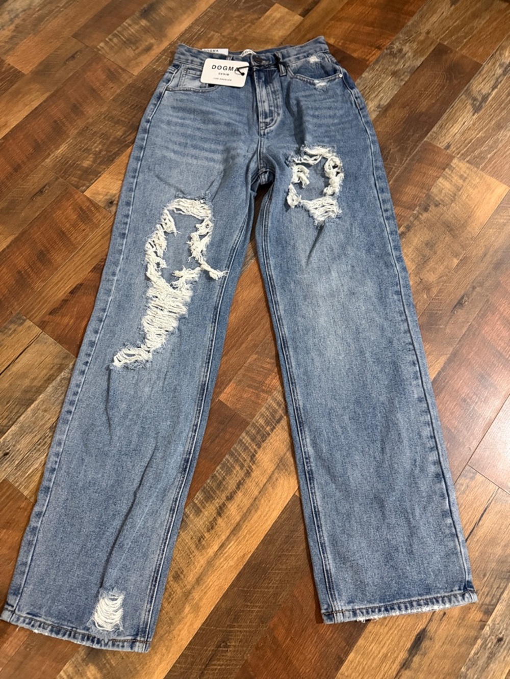 DOGMA Denim Distressed Straight Leg Jeans Size 3/25 NWT - Picture 5 of 8
